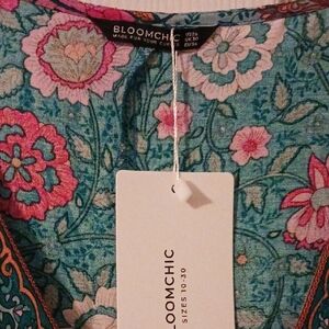BloomChic Teal and Rust Floral Maxi Dress
